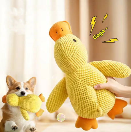Peluche canard pour chien détail couture renforcée